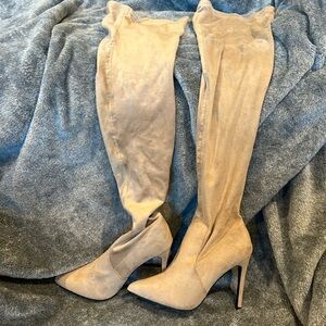 Suede thigh high boots